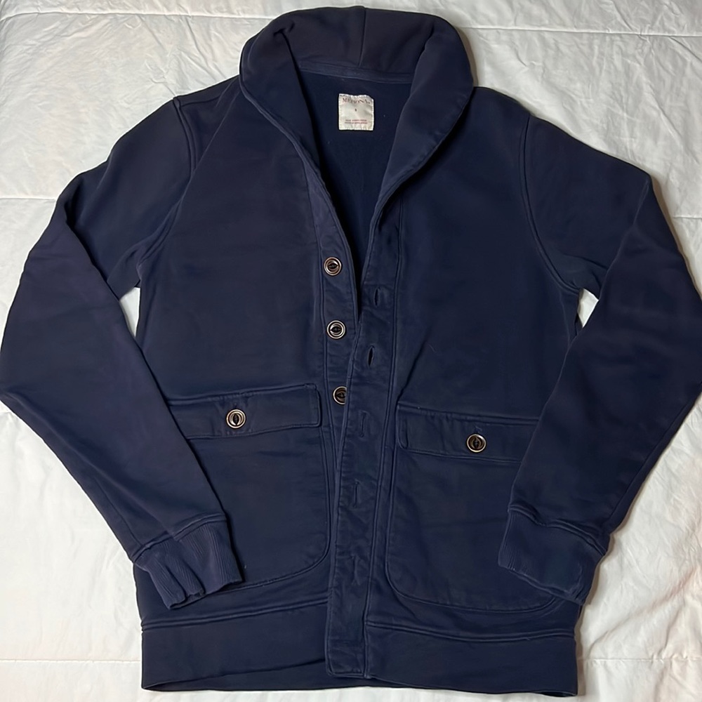 Merona Navy Blue Button Down Sweatshirt - size small